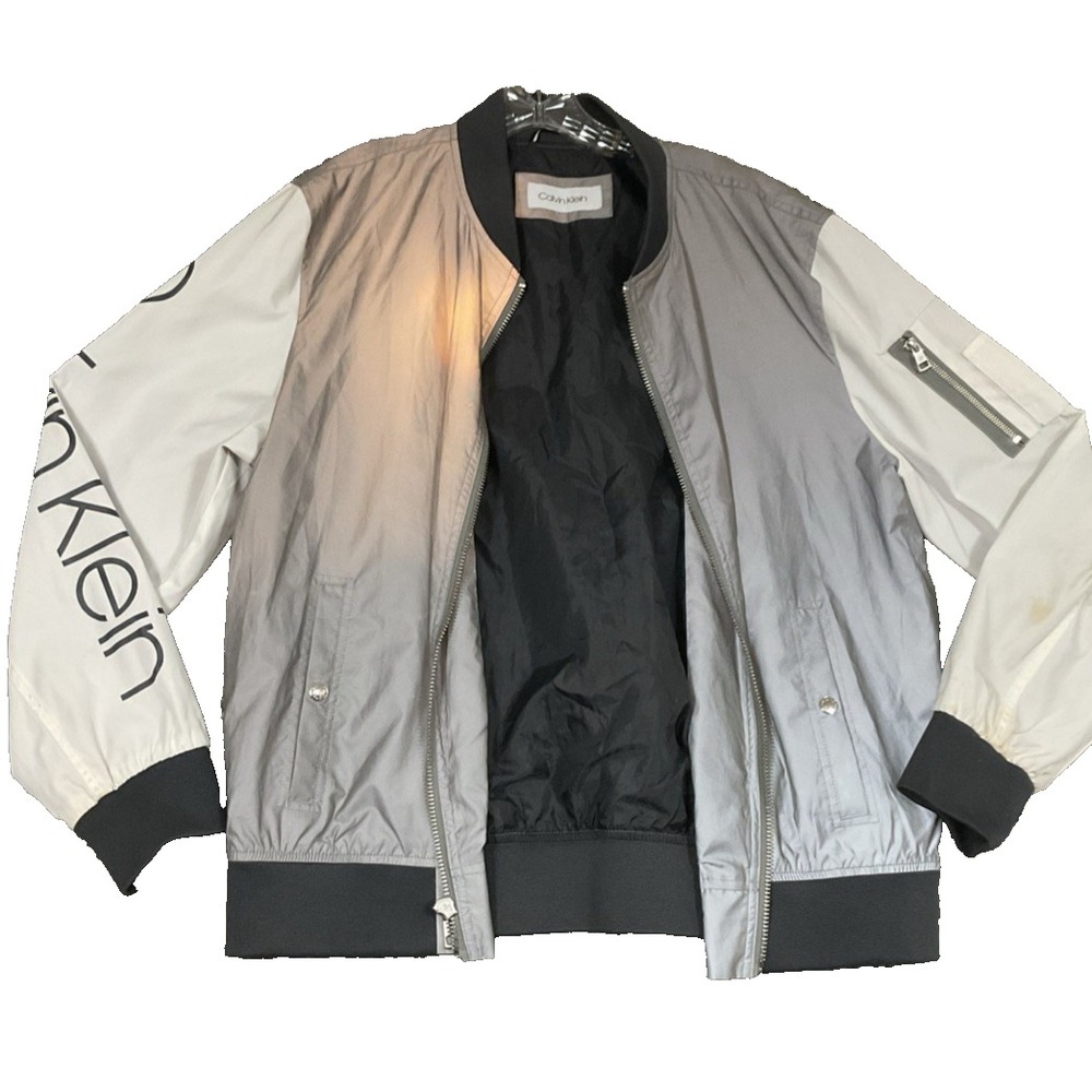 Calvin Klein Mens Windbreaker Color block Full Zip Bomber Jacket Sz L